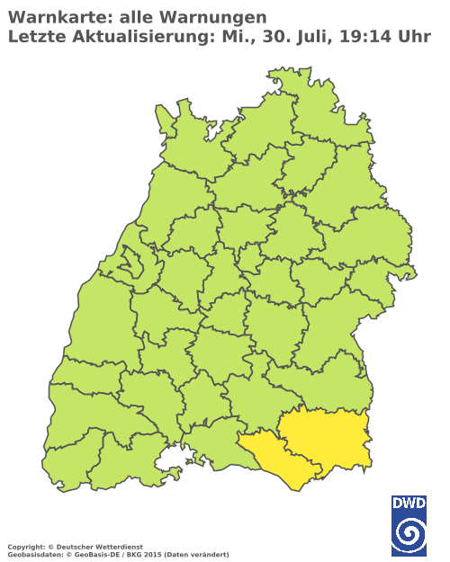 Aktuelle Wetterwarnungen für Biberach
