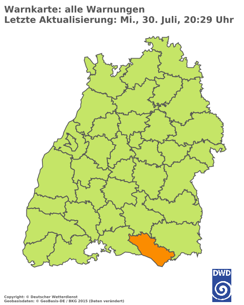 Aktuelle Wetterwarnungen für Biberach