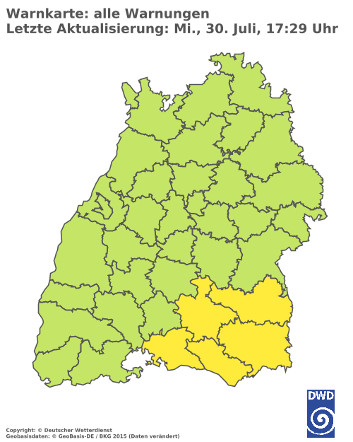Aktuelle Wetterwarnungen für Biberach