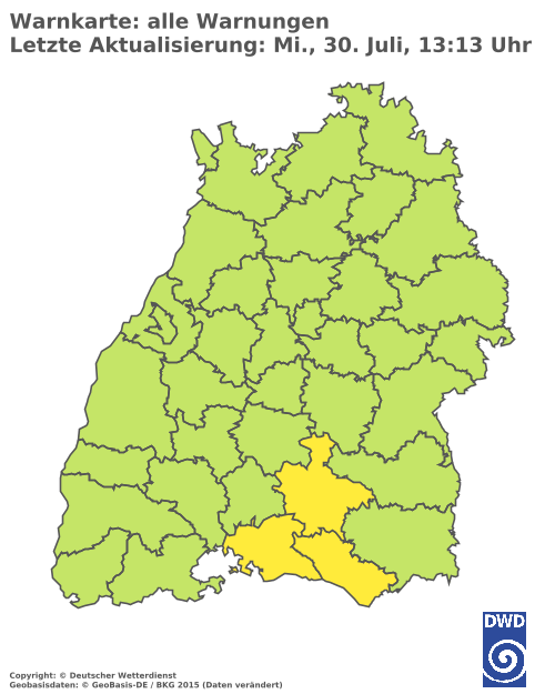 Aktuelle Wetterwarnungen für Biberach