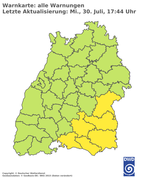 Aktuelle Wetterwarnungen für Biberach