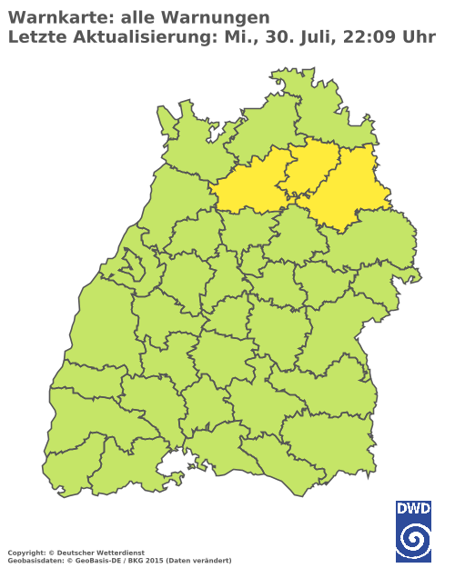 Aktuelle Wetterwarnungen für Biberach