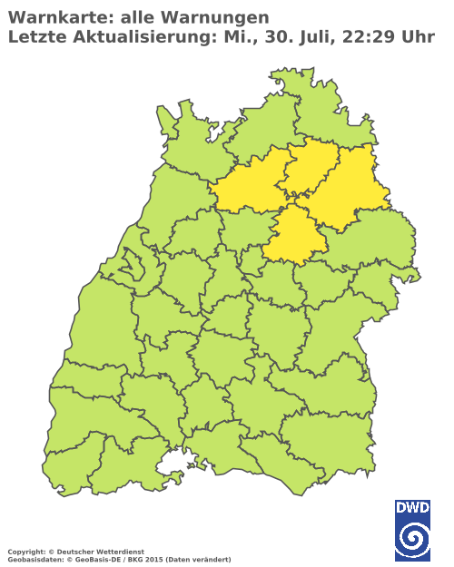 Aktuelle Wetterwarnungen für Biberach