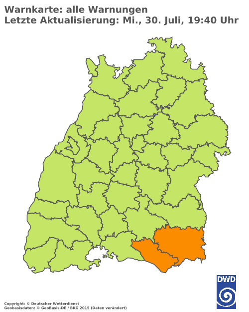 Aktuelle Wetterwarnungen für Biberach