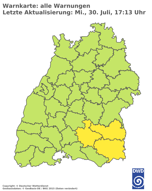 Aktuelle Wetterwarnungen für Biberach