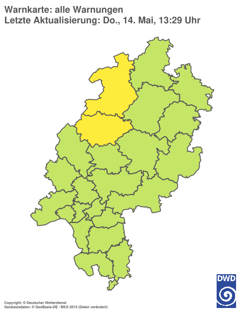 Aktuelle Wetterwarnungen für Hochtaunuskreis