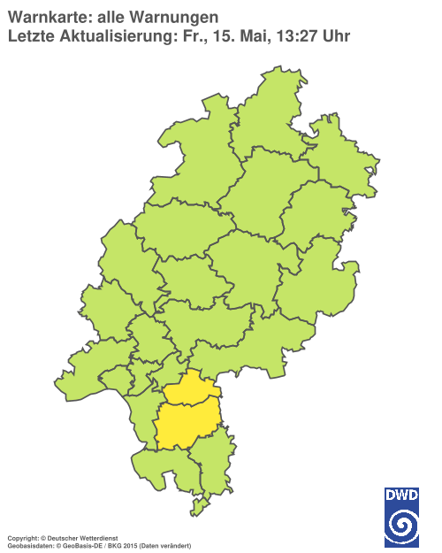 Aktuelle Wetterwarnungen für Hochtaunuskreis