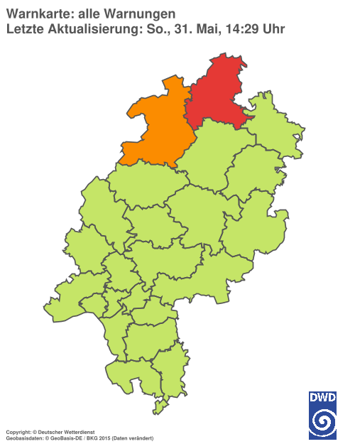 Aktuelle Wetterwarnungen für Hochtaunuskreis