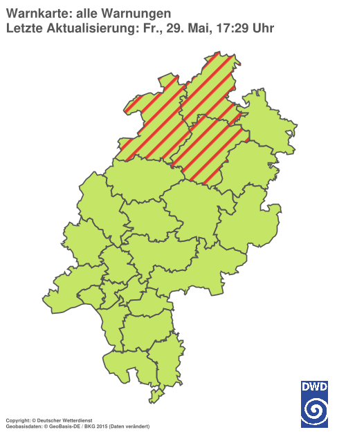 Aktuelle Wetterwarnungen für Hochtaunuskreis