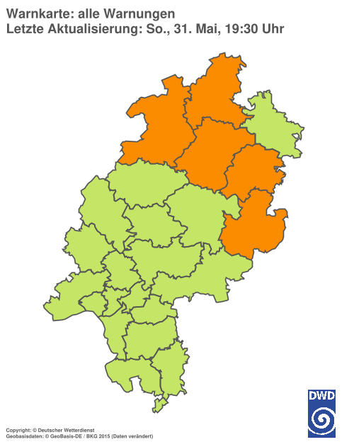 Aktuelle Wetterwarnungen für Hochtaunuskreis