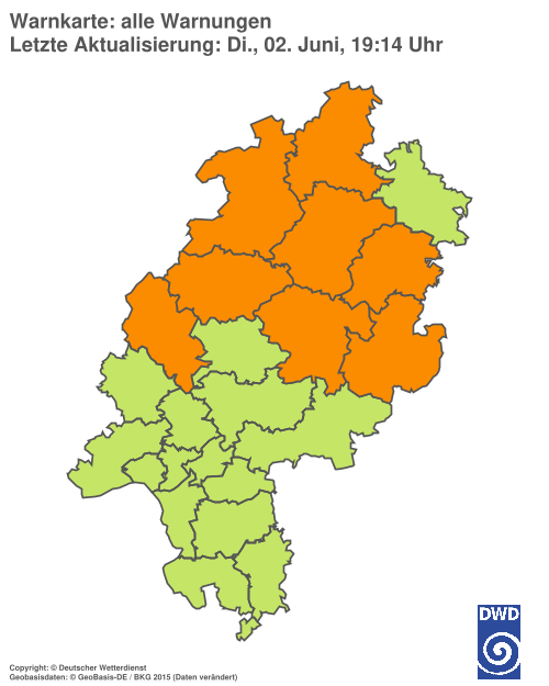 Aktuelle Wetterwarnungen für Hochtaunuskreis