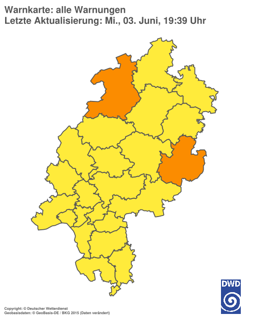 Aktuelle Wetterwarnungen für Hochtaunuskreis