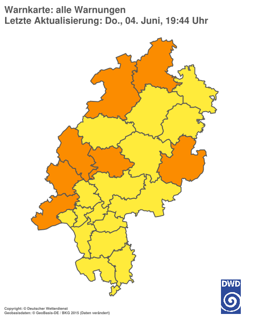 Aktuelle Wetterwarnungen für Hochtaunuskreis