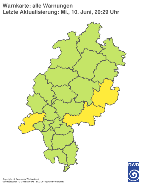Aktuelle Wetterwarnungen für Hochtaunuskreis