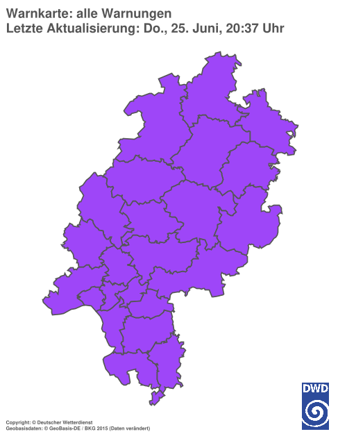 Aktuelle Wetterwarnungen für Hochtaunuskreis