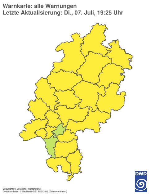 Aktuelle Wetterwarnungen für Hochtaunuskreis