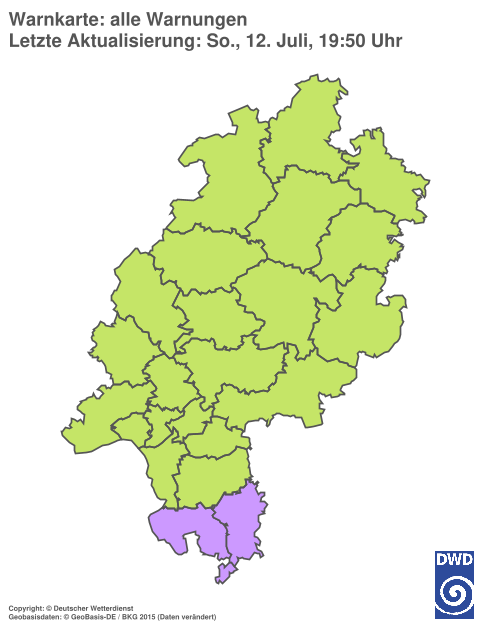 Aktuelle Wetterwarnungen für Hochtaunuskreis
