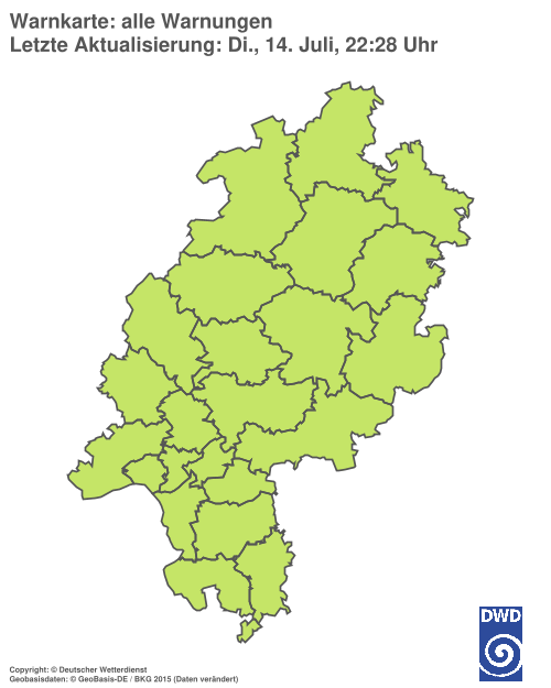Aktuelle Wetterwarnungen für Hochtaunuskreis