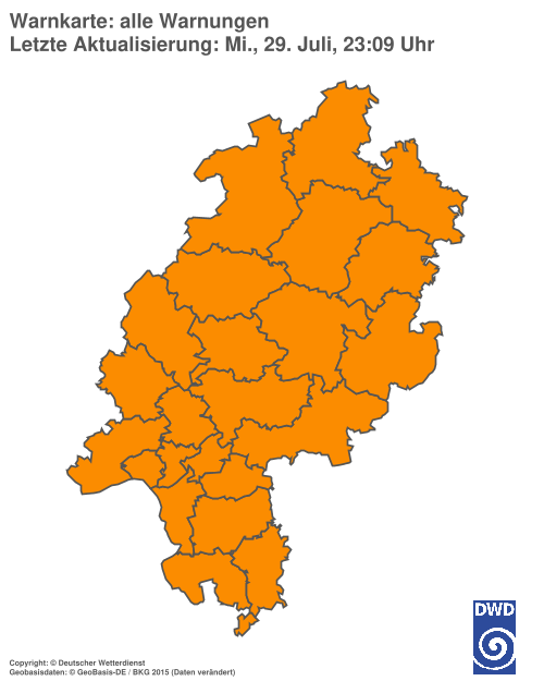 Aktuelle Wetterwarnungen für Hochtaunuskreis