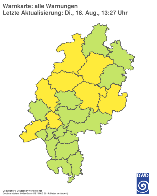 Aktuelle Wetterwarnungen für Hochtaunuskreis