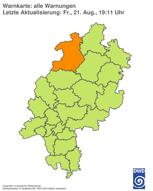 Aktuelle Wetterwarnungen für Hochtaunuskreis