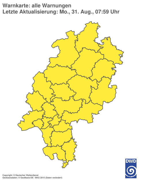 Aktuelle Wetterwarnungen für Hochtaunuskreis