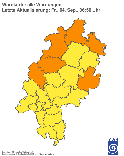 Aktuelle Wetterwarnungen für Hochtaunuskreis