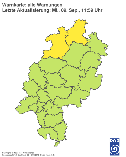 Aktuelle Wetterwarnungen für Hochtaunuskreis