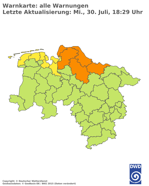 Aktuelle Wetterwarnungen für Northeim